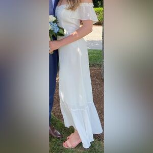 Reformation Cream Off the Shoulder Dress